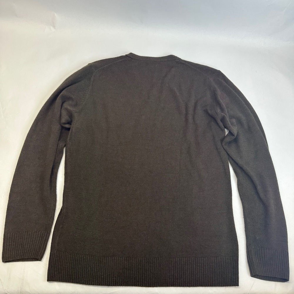 US Polo Assn Mens V-Neck Sweater Dark Brown Long Sleeve Knit Logo Size M - Picture 3 of 9